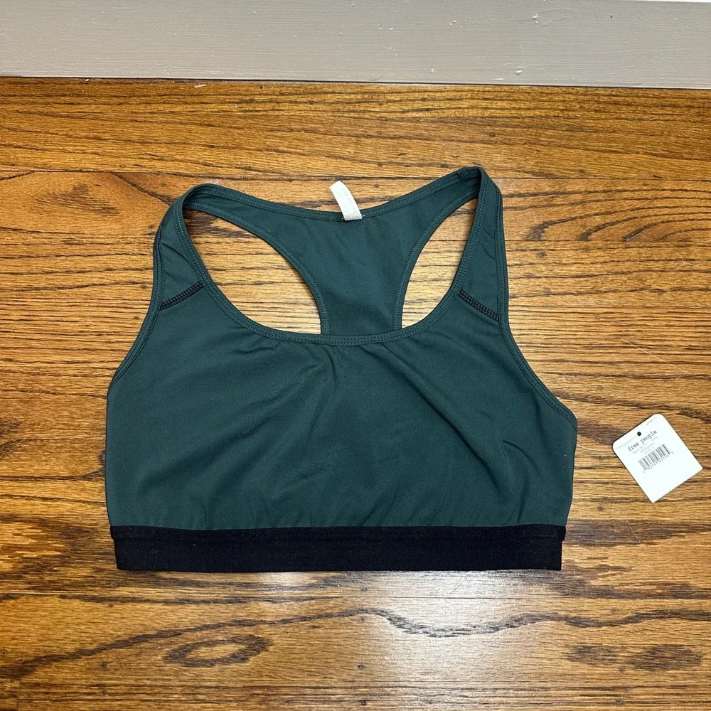 Free People FP Movement Stargazer Sports Bra Green Black Size Small NWT